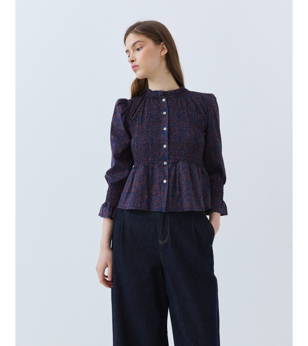 BLUSA ESTAMPADA PEPLUM FRUNCES | MULAYA