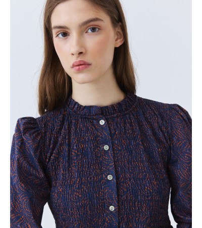 BLUSA ESTAMPADA PEPLUM FRUNCES | MULAYA