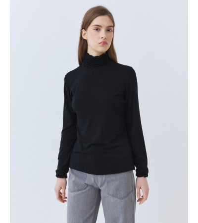 Camiseta Cuello Tortuga Fruncido Manga Larga | MULAYA