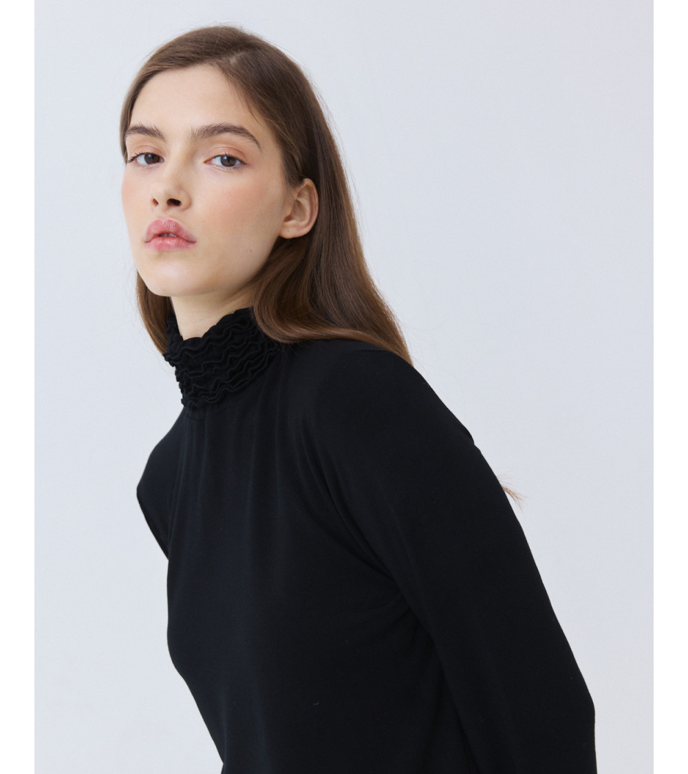 Camiseta Cuello Tortuga Fruncido Manga Larga | MULAYA