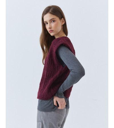 Chaleco Punto Cruzado Cuello Pico | MULAYA