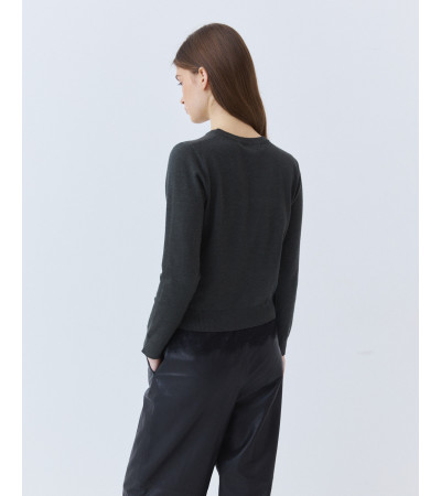 Jersey Punto Bajo Encaje y Cuello Redondo | MULAYA