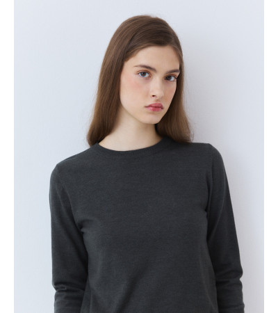 Jersey Punto Bajo Encaje y Cuello Redondo | MULAYA