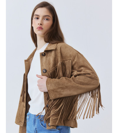 Chaqueta Efecto Ante con Flecos | MULAYA