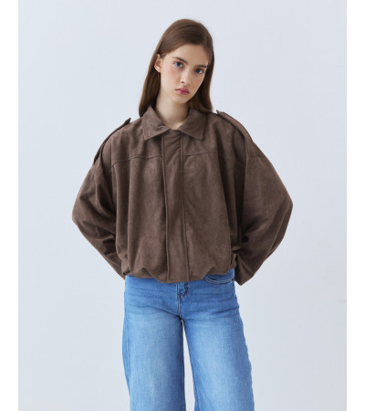 Chaqueta Bomber Efecto Ante con Solapa | MULAYA