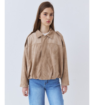 Chaqueta Bomber Efecto Ante con Solapa | MULAYA