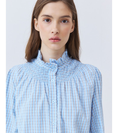 Camisa Cuadros con Cuello y Puños Fruncidos | MULAYA