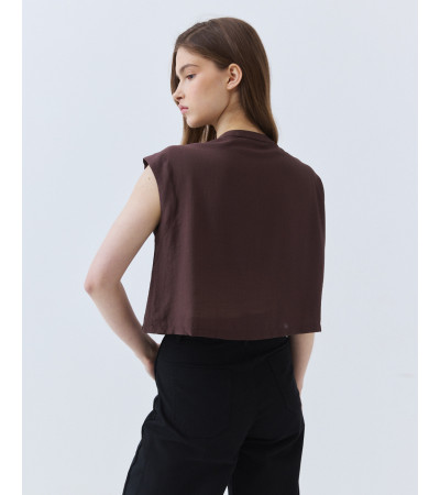 Camisa Crop Manga Sisa con Bolsillos | MULAYA