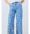Jeans Wide Leg con Estampado de Flores | MULAYA