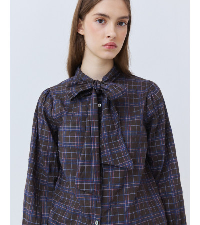 Camisa Cuadros con Lazada en el Cuello | MULAYA