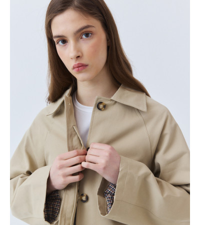 Trench Corto con Forro de Cuadros y Algodón | MULAYA