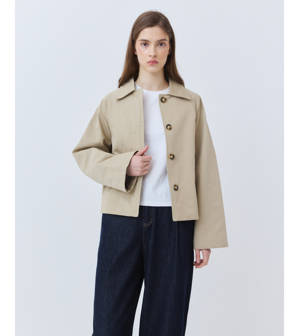 Trench Corto con Forro de Cuadros y Algodón | MULAYA