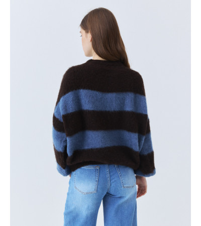 Jersey de Rayas con Manga Globo y Cuello Redondo | MULAYA