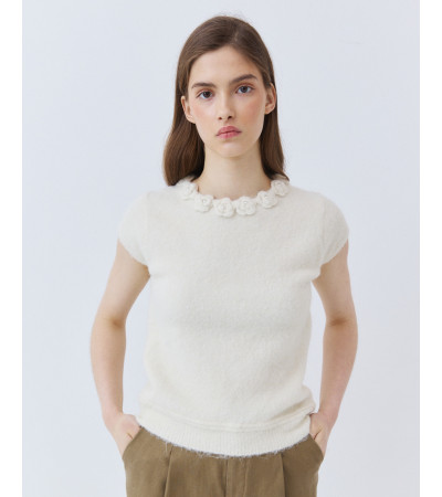 Jersey Manga Corta con Flores y Perlas | MULAYA