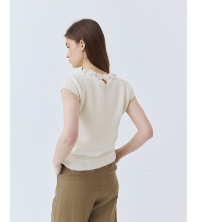 Jersey Manga Corta con Flores y Perlas | MULAYA