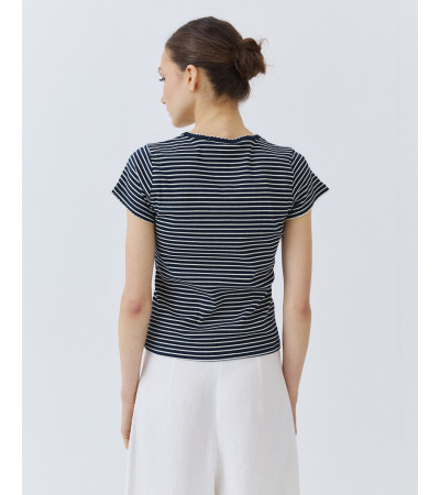 CAMISETA RIB RAYAS CON BOTONES FRONTALES | MULAYA