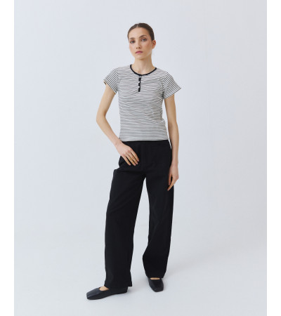 CAMISETA RIB RAYAS CON BOTONES FRONTALES | MULAYA