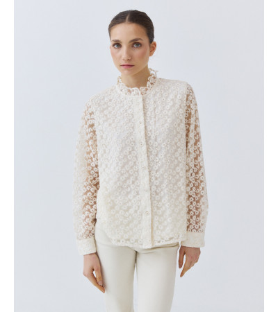 CAMISA TRANSPARENTE BORDADO FLORES | MULAYA