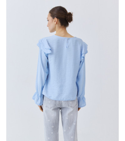 BLUSA CON VOLANTES EN HOMBROS Y PUÑOS | MULAYA