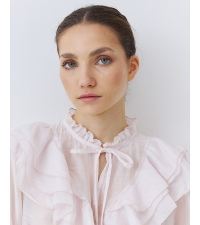 BLUSA VOLANTES SEMITRANSPARENTE CUELLO V | MULAYA