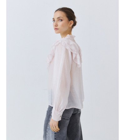 BLUSA VOLANTES SEMITRANSPARENTE CUELLO V | MULAYA