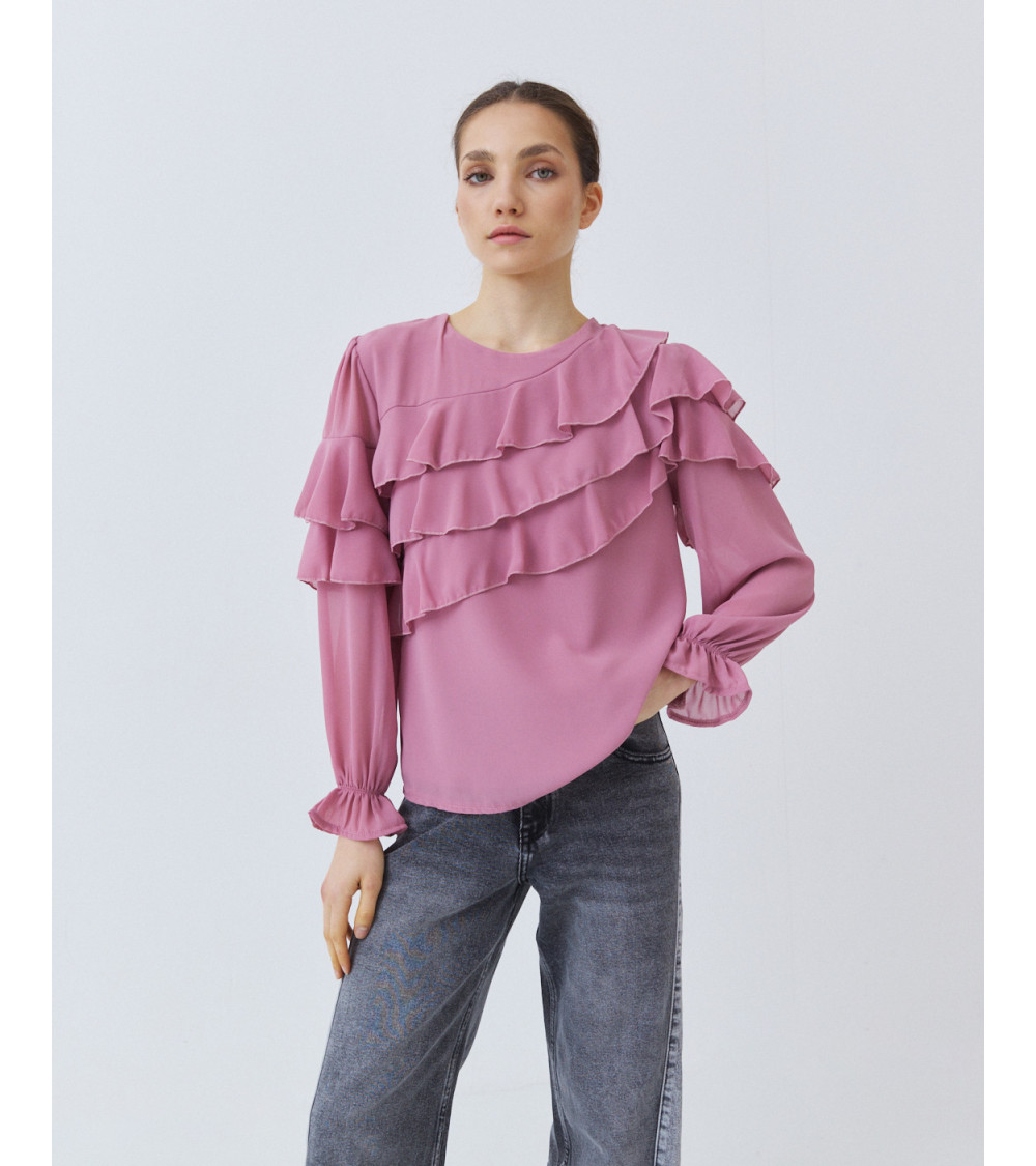 BLUSA CON CAPAS DE VOLANTES LATERALES | MULAYA