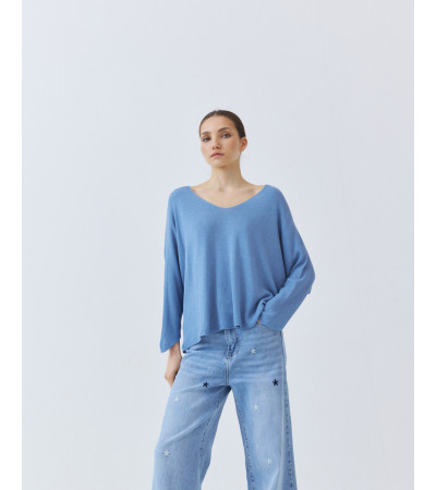 JERSEY DE PUNTO CON CUELLO PICO Y SILUETA HOLGADA | MULAYA