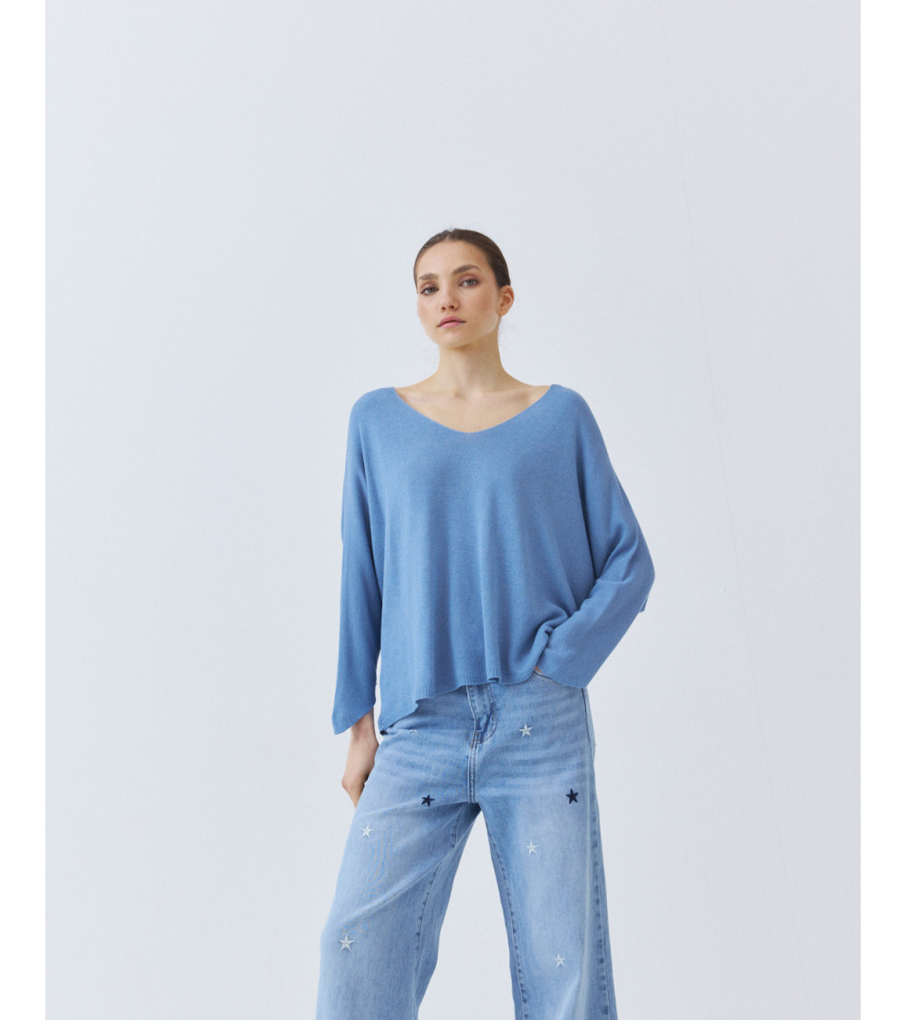 JERSEY DE PUNTO CON CUELLO PICO Y SILUETA HOLGADA | MULAYA