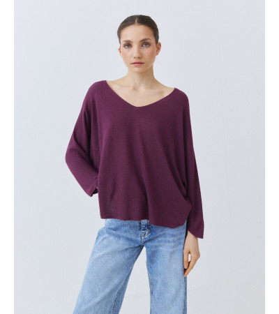 JERSEY DE PUNTO CON CUELLO PICO Y SILUETA HOLGADA | MULAYA