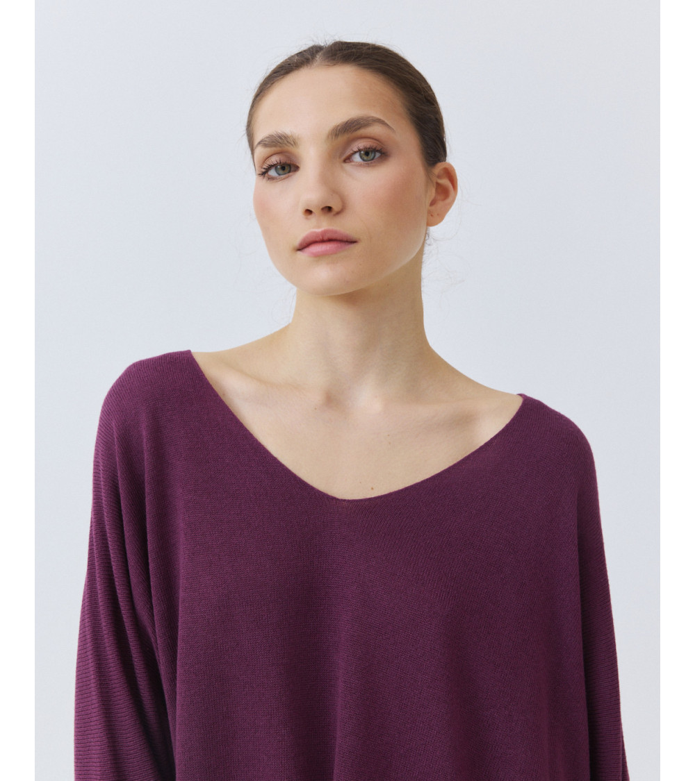 JERSEY DE PUNTO CON CUELLO PICO Y SILUETA HOLGADA | MULAYA