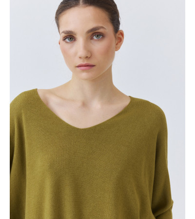 JERSEY DE PUNTO CON CUELLO PICO Y SILUETA HOLGADA | MULAYA