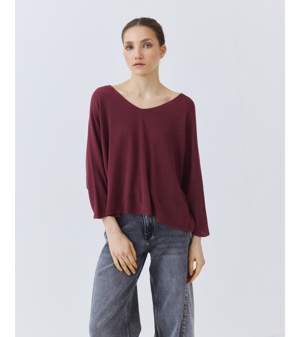 JERSEY DE PUNTO CON CUELLO PICO Y SILUETA HOLGADA | MULAYA