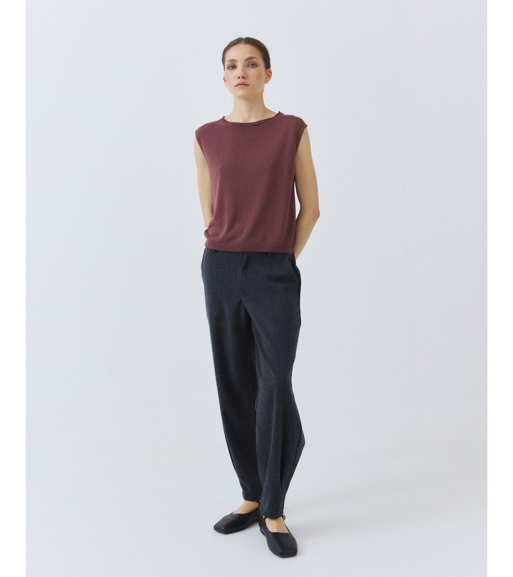 Pantalón Cropped Cintura Elástica Pinzas | MULAYA