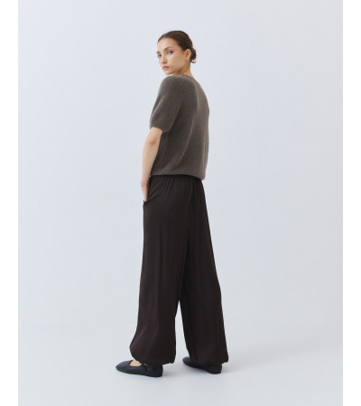 Pantalón Bombacho Satén de Tiro Alto | MULAYA