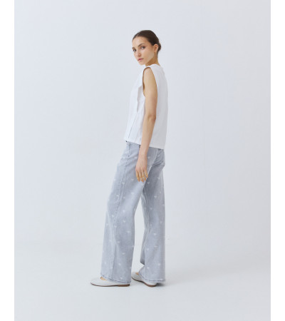 JEANS WIDE LEG CON ESTAMPADO DE LAZOS | MULAYA