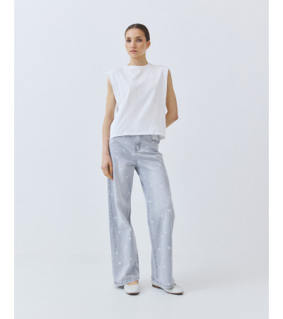 JEANS WIDE LEG CON ESTAMPADO DE LAZOS | MULAYA