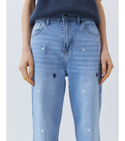 JEANS WIDE LEG CON ESTRELLAS BORDADAS | MULAYA