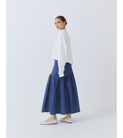 FALDA ESTAMPADA DE CUADROS CON CINTURA ASIMÉTRICA | MULAYA