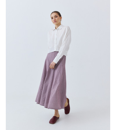 FALDA MIDI EVASÉ ESTAMPADO CUADROS VICHY | MULAYA