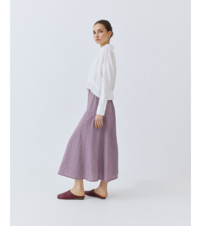 FALDA MIDI EVASÉ ESTAMPADO CUADROS VICHY | MULAYA