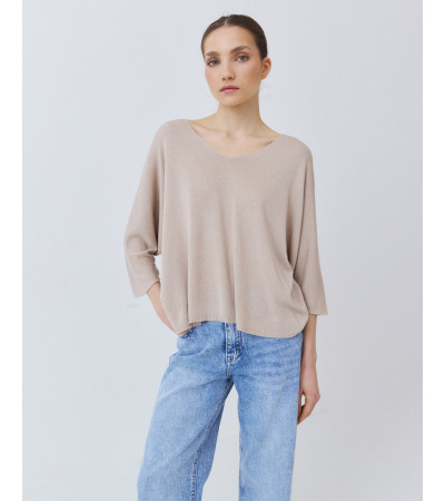 JERSEY DE PUNTO CON CUELLO PICO Y SILUETA HOLGADA | MULAYA