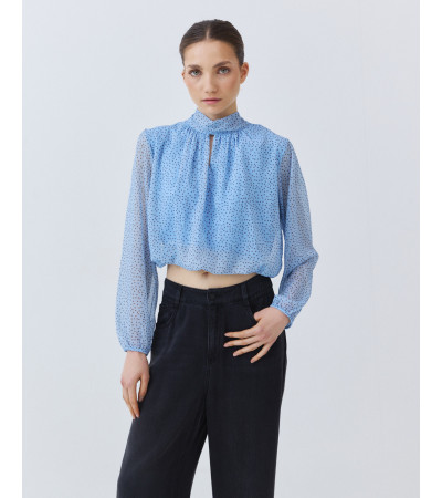 BLUSA CROP DE LUNARES CON LAZADA TRASERA | MULAYA