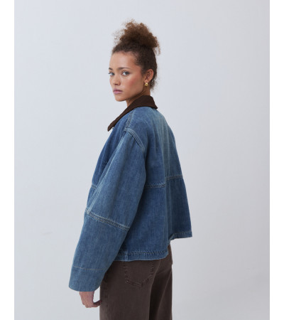 Cazadora Denim con Cuello en Contraste | MULAYA