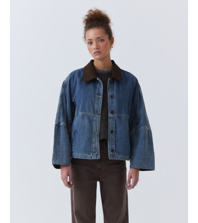 Cazadora Denim con Cuello en Contraste | MULAYA