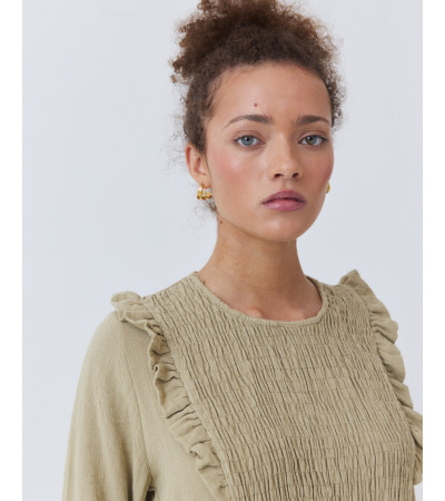 CAMISA PANAL ABEJA CON VOLANTES Y ESTAMPADO | MULAYA