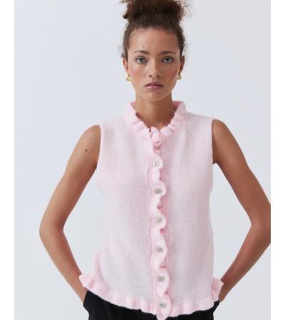 CHALECO DE PUNTO CON VOLANTES Y BOTONES | MULAYA