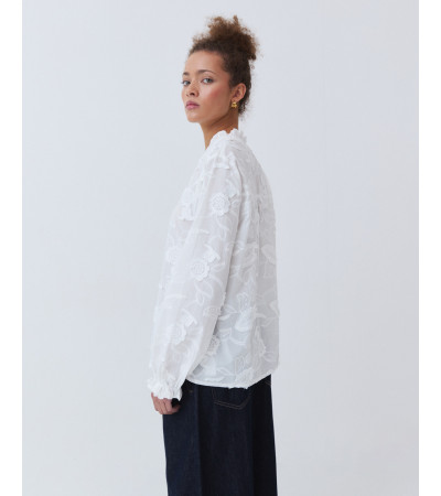 BLUSA BORDADA FLORES CON CUELLO MAO | MULAYA