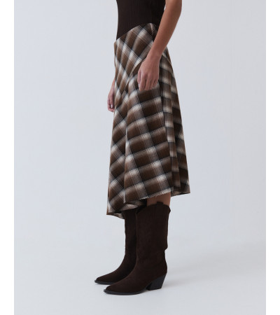 FALDA MIDI ASIMÉTRICA CUADROS | MULAYA