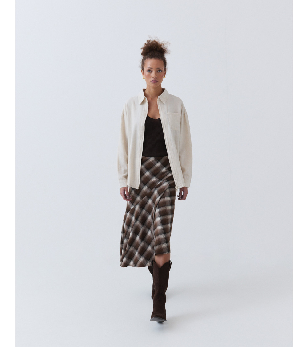 FALDA MIDI ASIMÉTRICA CUADROS | MULAYA