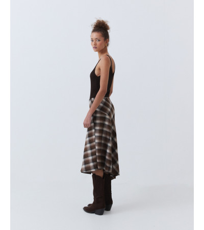 FALDA MIDI ASIMÉTRICA CUADROS | MULAYA